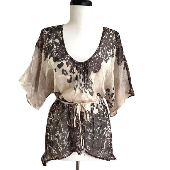 Converse Y2K Sheer Floral Leopard Top M Whimsigoth Festival Fairy Grunge Sheer - Picture 1 of 11